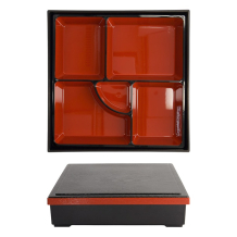 Bento Box Red, Black, ABS Lacquerware, 25.5 &times; 25.5 cm