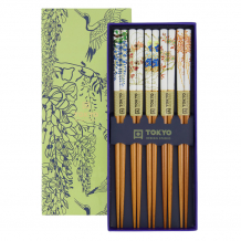 TDS, 5 Pair Chopstick Set, Floral Patterns, 22,5 cm, Item No. 4235