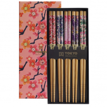 TDS, Chopstick Set, Sakura Patterns, 5 pair, 22,5 cm, Item No. 4811