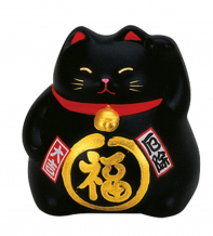 TDS, Glückskatze / Lucky Cat, Dekoration, Schwarz, 9 cm - Art Nr. 6130