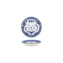Sauce Bowl Kawaii Lucky Cat Neko Seikaiha-Neko Blue, Porcelain, &Oslash; 12 cm
