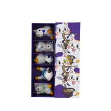 Chopstick Rest Set Kawaii Ramen Cat Multicoloured, 5 pcs, Porcelain, Item No. 618055