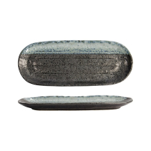 Serving Plate Mino Craft Black, Grey, Stoneware, 28 &times; 11.3 cm
