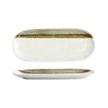 Serving Plate Mino Craft White, Brown, Stoneware, 28 &times; 11.3 cm