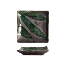 Sushi-Platte Mino Craft Gr&uuml;n/Grau, Steinzeug, 18 &times; 18 cm