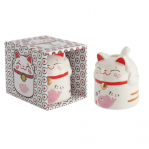 TDS, Kawaii Glückliche Katze (Lucky Cat) Tasse, Geschenkset, Rosa, 350ml, Ø 8,7x10,2cm , Art Nr. 8077