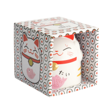 TDS, Kawaii Glückliche Katze (Lucky Cat) Tasse, Geschenkset, Rosa, 350ml, Ø 8,7x10,2cm , Art Nr. 8077