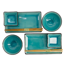TDS, Sushi Set, Glassy Turquoise, 8pcs, Item No. 8154