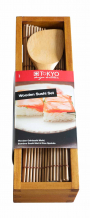 TDS, Sushi Form für Oshizushi mit Bambusmatte und Reis-Spatel, Kitchenware, 26,5 x 6,5 x 7,8 cm, Holz, Art.-Nr.: 8887