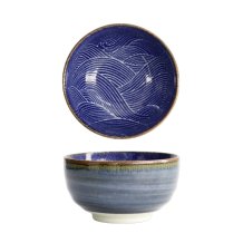 TDS, Rice Bowl, Seigaiha, Blue, Ø 12,8 cm, Item No. 14152