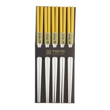 TDS, Chopstick Set, Bamboo Gold/White, 5 pair, Item No. 14698