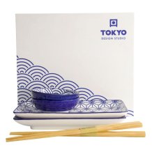 Sushi Set Nippon Blue, White, 6pcs, Porcelain