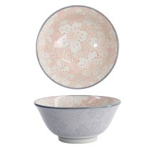 TDS, Tayo Bowl, Mixed Bowls Sakura, Red/Grey, Ø 14.8x6.8cm 500ml - Item No. 15465