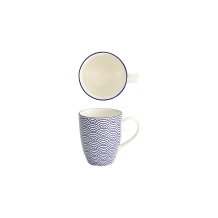Tasse Nippon Blue Waves Blau/Wei&szlig;, Porzellan, 380 ml