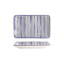 Sushi Plate Nippon Blue Lines, White, Porcelain, 21 &times; 13.5 cm