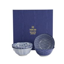Reisschalen-Set Nippon Blue, 4-tlg., Porzellan, &Oslash; 12 &times; 6,4 cm, 300 ml