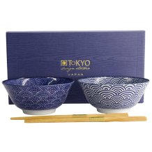 TDS, Tayo-Schale, 2 Stk, Nippon Blue, Ø 15,2 x 6,7 cm 500 ml, Dots & Waves, Art.-Nr. 16041