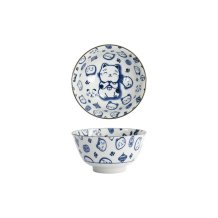 Bowl Kawaii Lucky Cat Neko Blue, Porcelain, 300 ml
