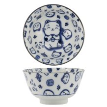TDS, Bowl, Kawaii Lucky Cat Neko, Blue, Ø 12.7 x 6.8 cm 300 ml - Item No. 16121