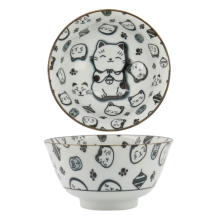 TDS, Schale, Kawaii Glückskatze (Lucky Cat) Neko, Schwarz, Ø 12,7 x 6,8 cm 300 ml - Art Nr. 16122