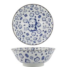 TDS, Ramen-Schale, Kawaii Glückskatze (Lucky Cat) Neko, Blau, Ø 19,4 x 7,4 cm, 1000 ml - Art Nr. 16125