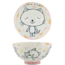 TDS, Reis-Schale, Kawaii Gochisosama Katze Neko, Rosa, Ø 10,5 x 5 cm 200 ml - Art Nr. 16296