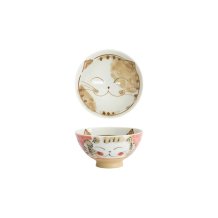 Rice Bowl Fuku Cat Neko Kawaii Red, Porcelain, 300 ml