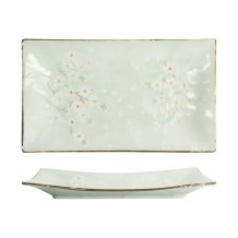Serving Plate Green Cosmos, Stoneware, 33.2 &times; 19.3 &times; 2.2 cm