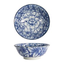 Ramen Bowl Hana Blue Mixed Bowls Dami Botan, Porcelain, 1.2 l