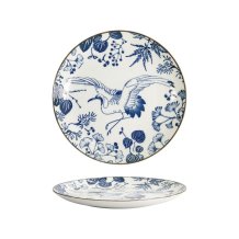 Plate Flora Japonica Crane Blue, White, Porcelain, &Oslash; 20.6 cm