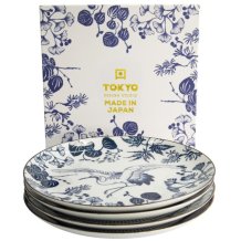 Plate Set Flora Japonica Blue, White in a gift box, 4pcs, Porcelain, &Oslash; 25.7 cm