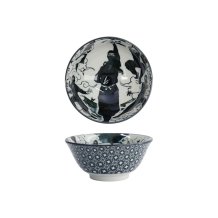 Reisschale Asakusa Ninja Wei&szlig;/Rot/Schwarz, Porzellan, &Oslash; 14,8 cm, 550 ml
