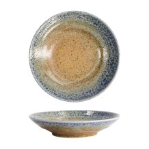 Deep Plate Mino Yaki Blue, Brown, Stoneware, &Oslash; 22.5 cm