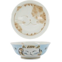 TDS, Rice Bowl, Fuku Cat Neko, Kawaii, Blue Ø 20.3x8 cm, 1000ml - Item No: 16903