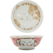 TDS, Rice Bowl, Fuku Cat Neko, Kawaii, Red, Ø 20.3x8 cm, 1000ml - Item No: 16904