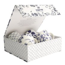 Mug Set Flora Japonica Blue in a gift box, 4pcs, Porcelain, 380 ml