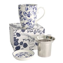 TDS, Mug Giftset, Flora Japonica, Gingko, w/ Strainer and Tea Tip,  380ml - Item No 16976