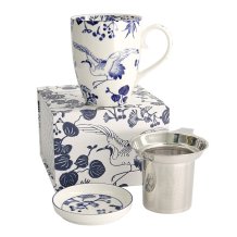 TDS, Mug Giftset, Flora Japonica, Crane, w/Strainer and Tea Tip,  380ml - Item No 16978