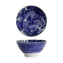 Rice Bowl Japonism Carp Blue, Porcelain, 1 L