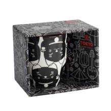 Tasse Kawaii Lucky Cat Schwarz in Geschenkbox, Porzellan, 380 ml