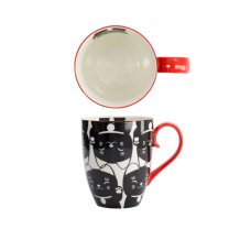 TDS, Kawaii Glückliche Katze (Lucky Cat) Tasse in Geschenkbox, Schwarze Katze, 380ml, Ø 8,5x10,2 cm , Art Nr. 17616