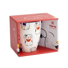TDS, Kawaii Glückliche Katze (Lucky Cat) Tasse in Geschenkbox, Weiße klassische Katze, 380ml, Ø 8,5x10,2cm , Item No. 17619