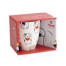 Tasse Kawaii Lucky Cat Classic Wei&szlig; in Geschenkbox, Porzellan, 380 ml