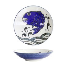 Deep Plate Seafood Snapper Blue, White, Porcelain, &Oslash; 21.7 cm, 900 ml