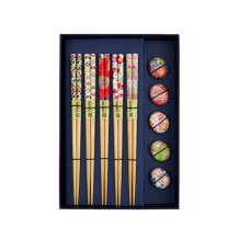 TDS, 5 Paar Essstäbchen, Flower inkl. Ablagen, 22,5 cm, Art.-Nr. 17905