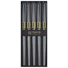 TDS, Chopstick Set, Stainless Steel, 5 pair, 22,5 cm, Item No. 17929