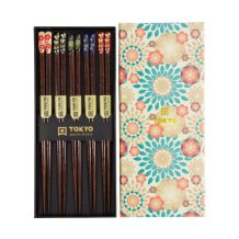 TDS, Chopstick Set, Nippon Floral, 5 pair, 22,5 cm, Item No. 17945