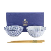 Tayo-Schale Geschenkset mit Essst&auml;bchen Nippon Blue, Porzellan, 500 ml