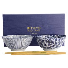 TDS, Tayo-Schale mit Essstäbchen, 2 Stk, Geschenkset, Nippon Blue, Ø 15,2 x 6,7 cm 500 ml, Art.-Nr. 17951