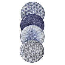 Plate Set Nippon Blue Blue, White, 4pcs, Porcelain, &Oslash; 16 cm